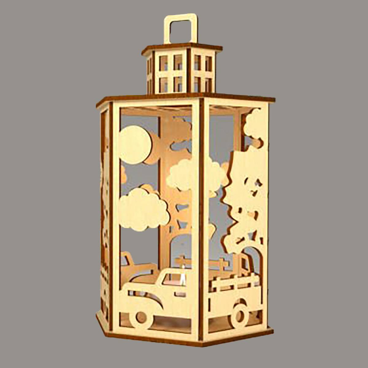 Farmyard Lantern Cupola Designs with a flameless candle and 10 design choices - Farm Truck / Rosewood / Basswood - decor
