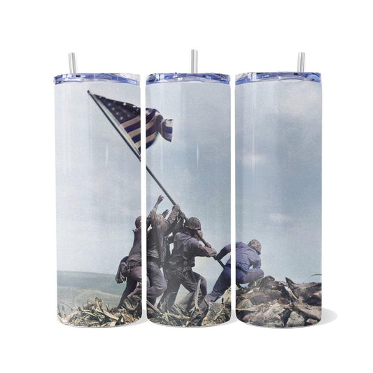 Iwo Jima Flag Raising Skinny Tumbler - skinny tumbler