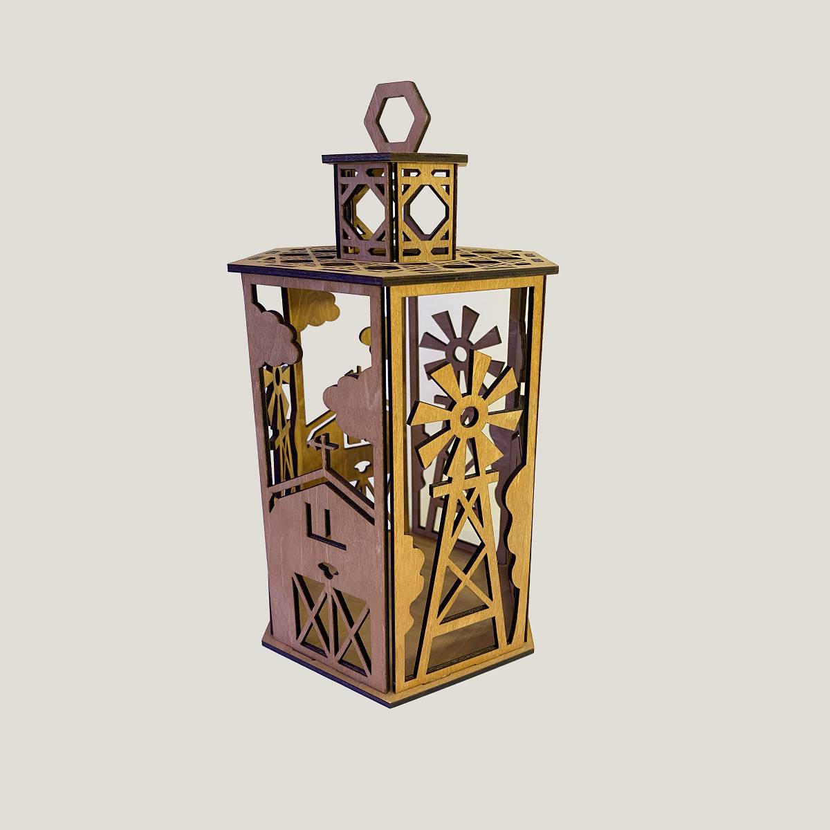 Farmyard Lantern Cupola Designs with a flameless candle and 10 design choices - Barn & Windmill / Teak / Basswood