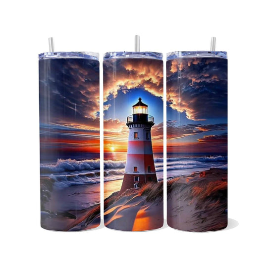 Sunset Lighthouse Skinny Tumbler: An Exceptional View - skinny tumbler