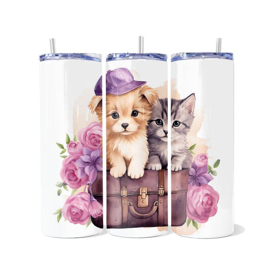 Furry Friends Frolic Freely - a Skinny Tumbler - skinny tumbler
