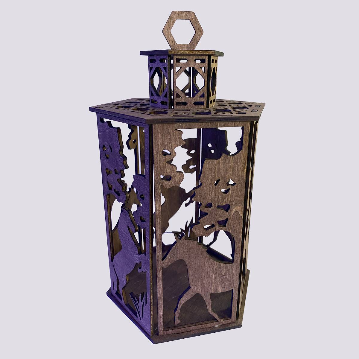 Farmyard Lantern Cupola Designs with a flameless candle and 10 design choices - Horse / Rosewood / Basswood - decor