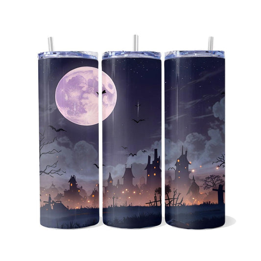 Horrors Unleashed: Haunting Halloween House - a Skinny Tumbler - skinny tumbler