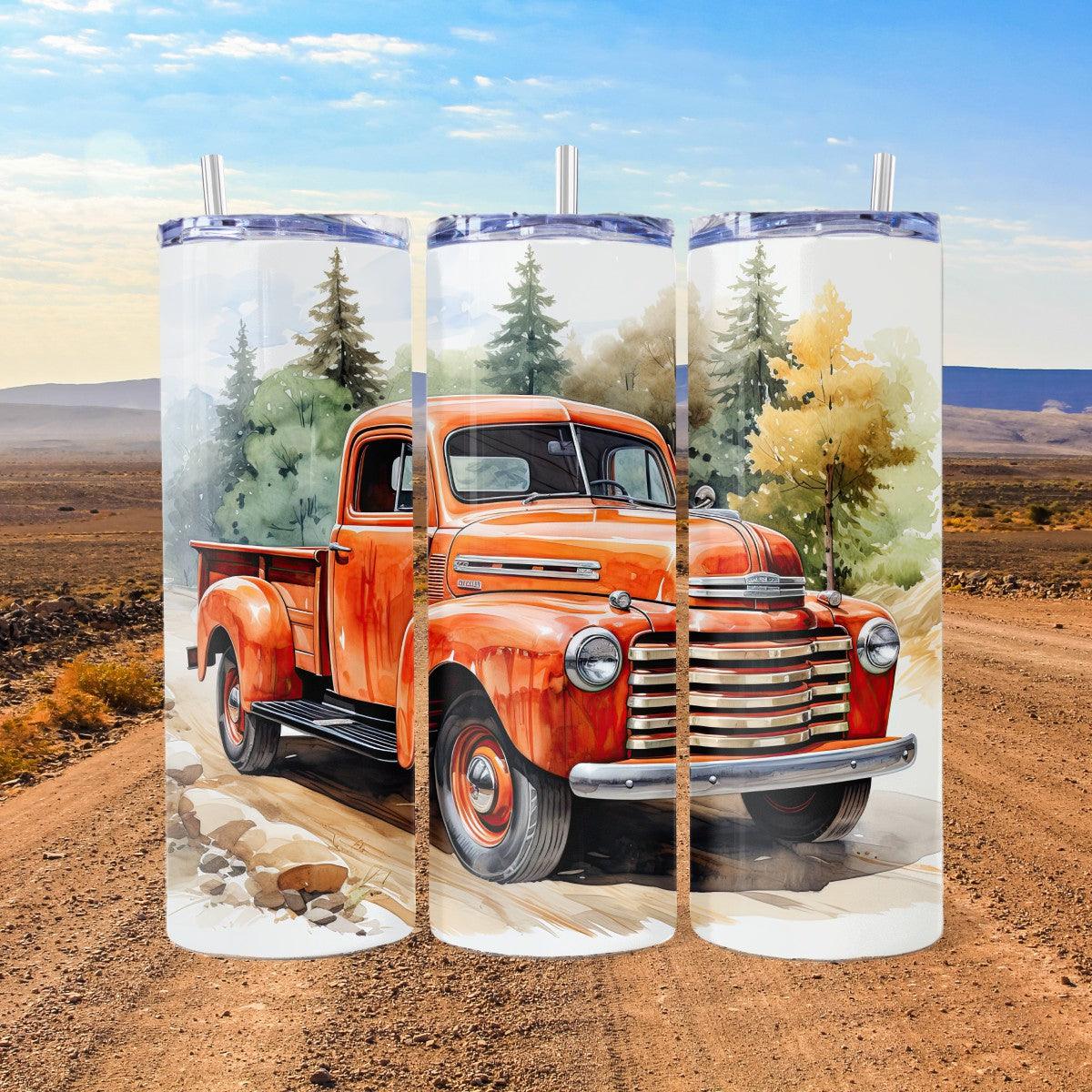 Vintage Pickup in Watercolor Skinny Tumbler - skinny tumbler