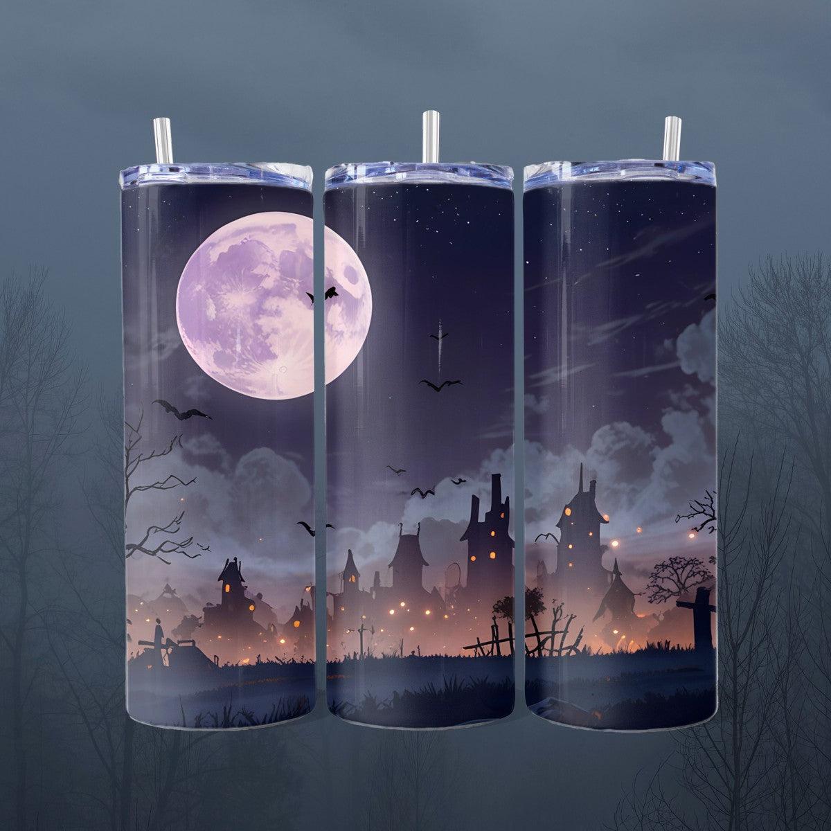 Horrors Unleashed: Haunting Halloween House - a Skinny Tumbler - skinny tumbler