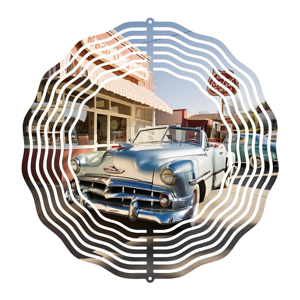 Vintage Car at a Soda Shop Wind Spinner - wind spinner
