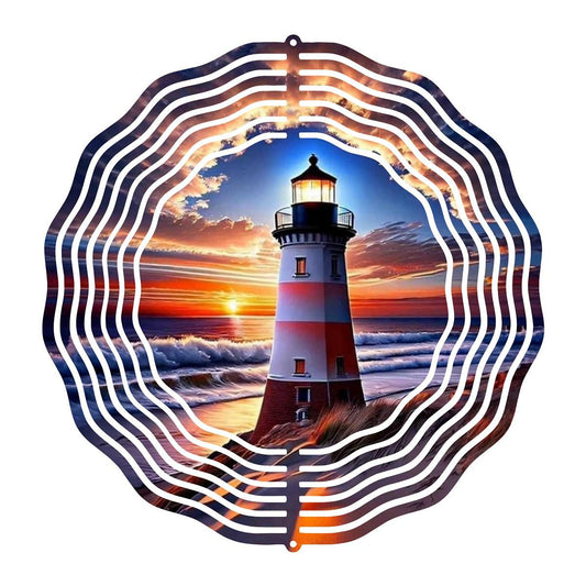 Captivating Sunset Lighthouse Spinner! - wind spinner