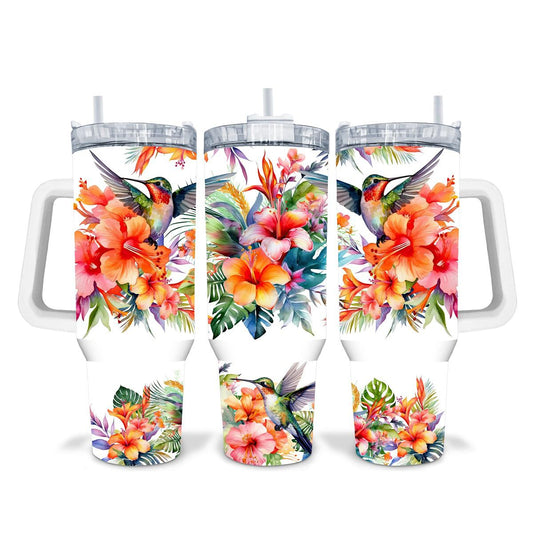 Dazzling Hummingbird Sips Tropical Bliss - 40 oz Tumbler - tumbler