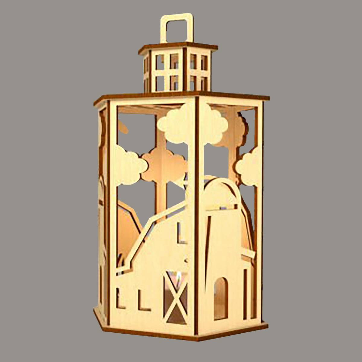 Farmyard Lantern Cupola Designs with a flameless candle and 10 design choices - Barn & Silo / Rosewood / Basswood