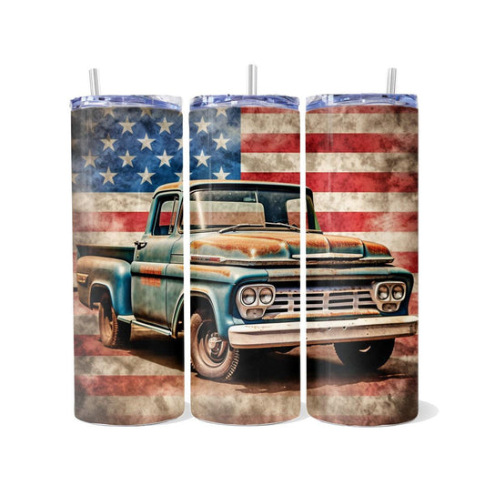 Rusted Blue Old Truck Skinny Tumbler - skinny tumbler