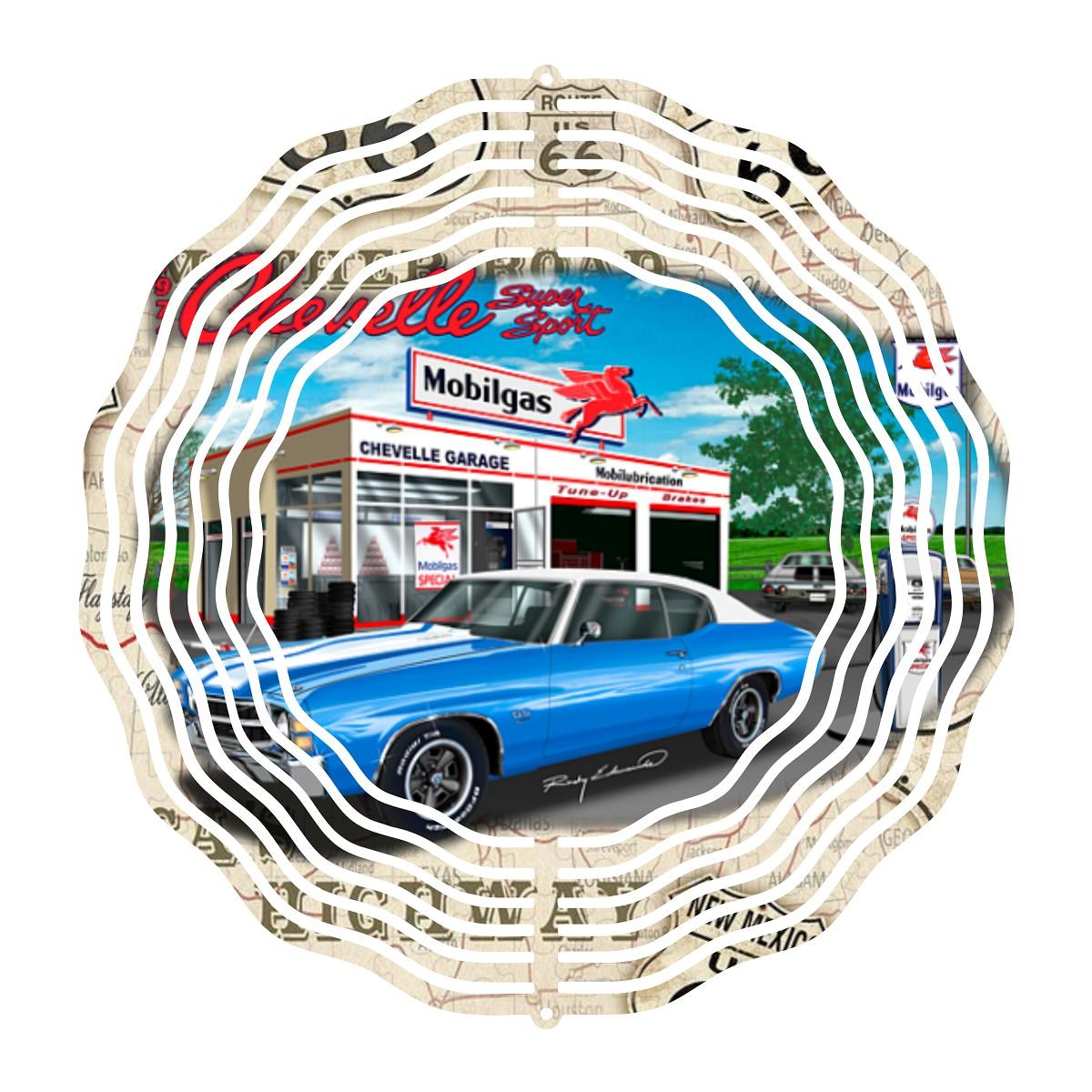 Classic Chevelle at the Mobilgas on a Wind Spinner - wind spinner