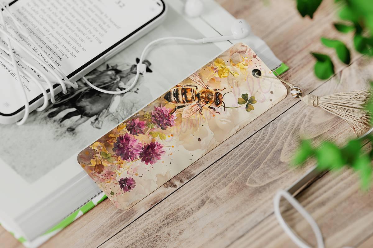Watercolor Bees and Flowers bookmarks with 4 design choices - Kimmie's Creations L.L.C.