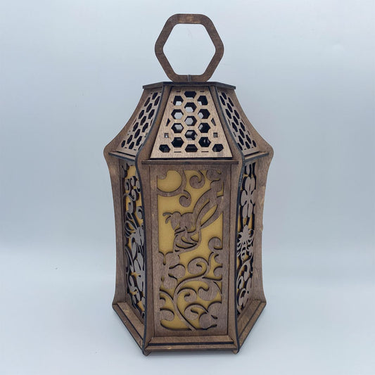 Bees on Flower flameless candle Lantern