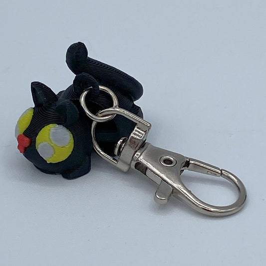 Black Cat articulated Keychain or Zipper Pull