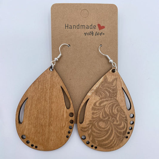 Cat Wooden Earrings