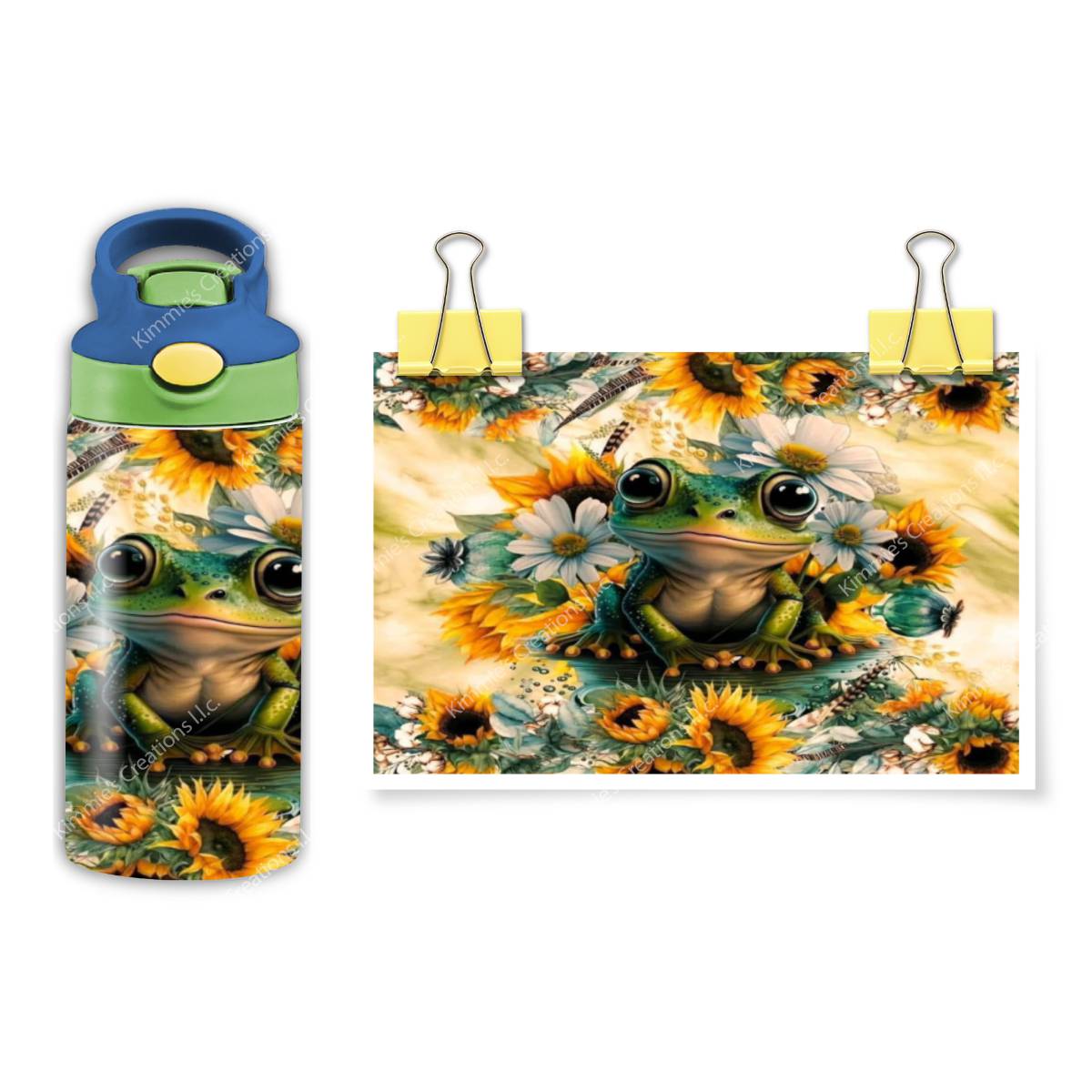Adorable Frog on a Lily Pad - a 12 oz Flip Top