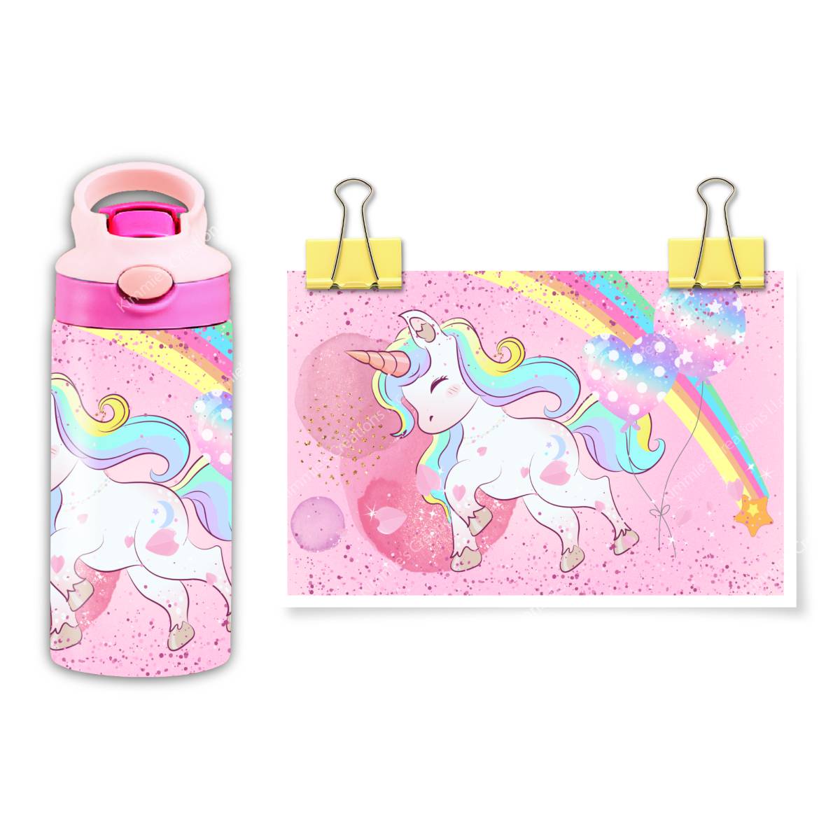 The Magical Journey of Hydration: Unleash the Pink Unicorn! - a 12 oz Flip Top - flip top