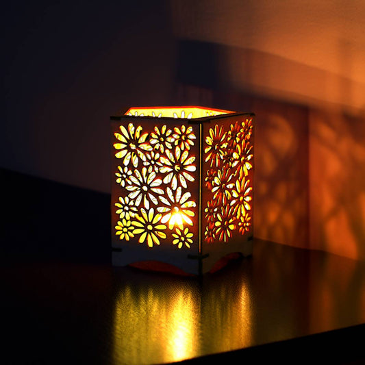 Flowers Lantern with flameless candle - decor