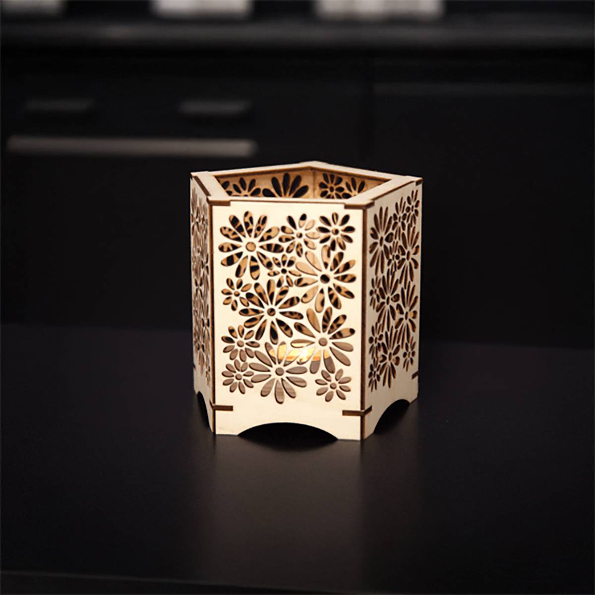 Flowers Lantern with flameless candle - decor