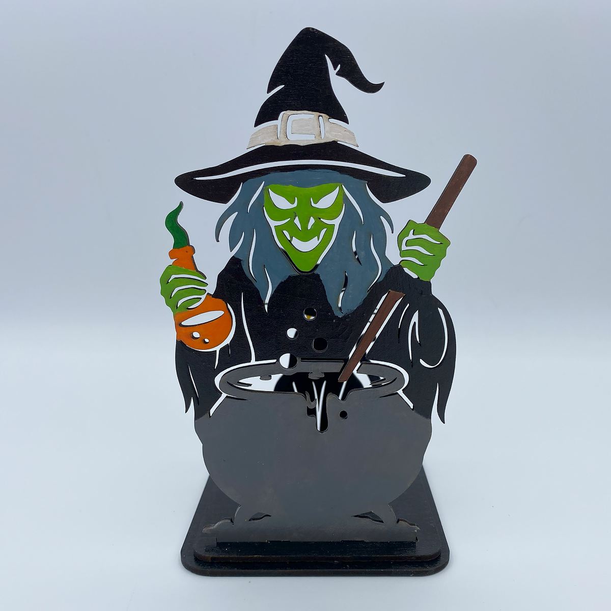 Halloween Witch and Black Cat Flameless Candle Decor