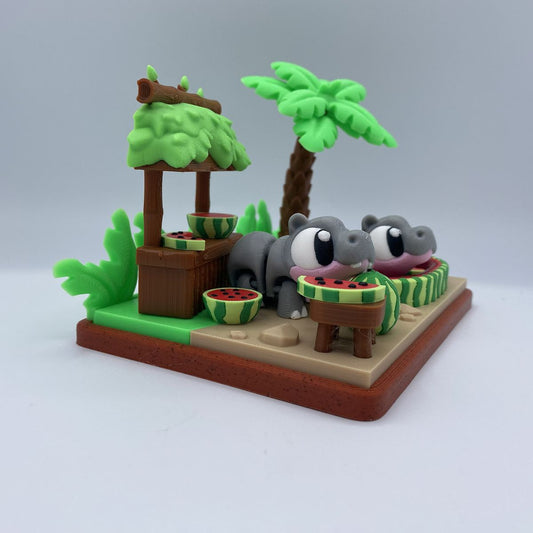 Hippo Watermelon Resort 3D printed playset side view