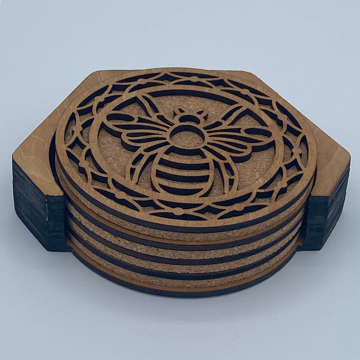 Honeybee Coaster Set - Teak - decor