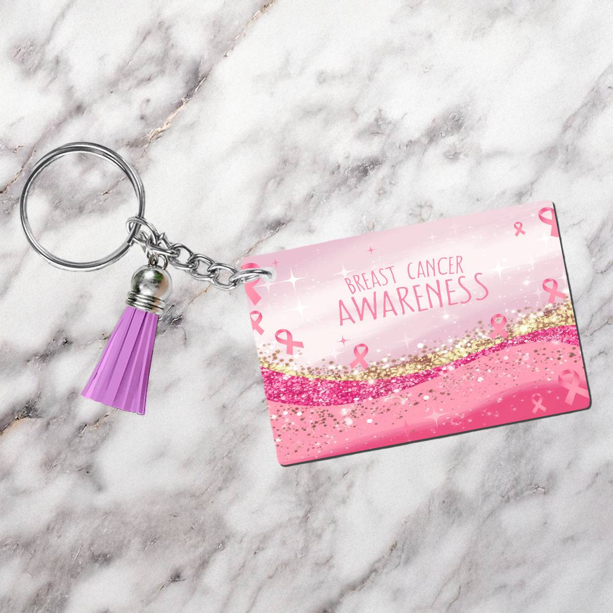 Breast Cancer Awareness Rectangle Keychain - Kimmie's Creations L.L.C.
