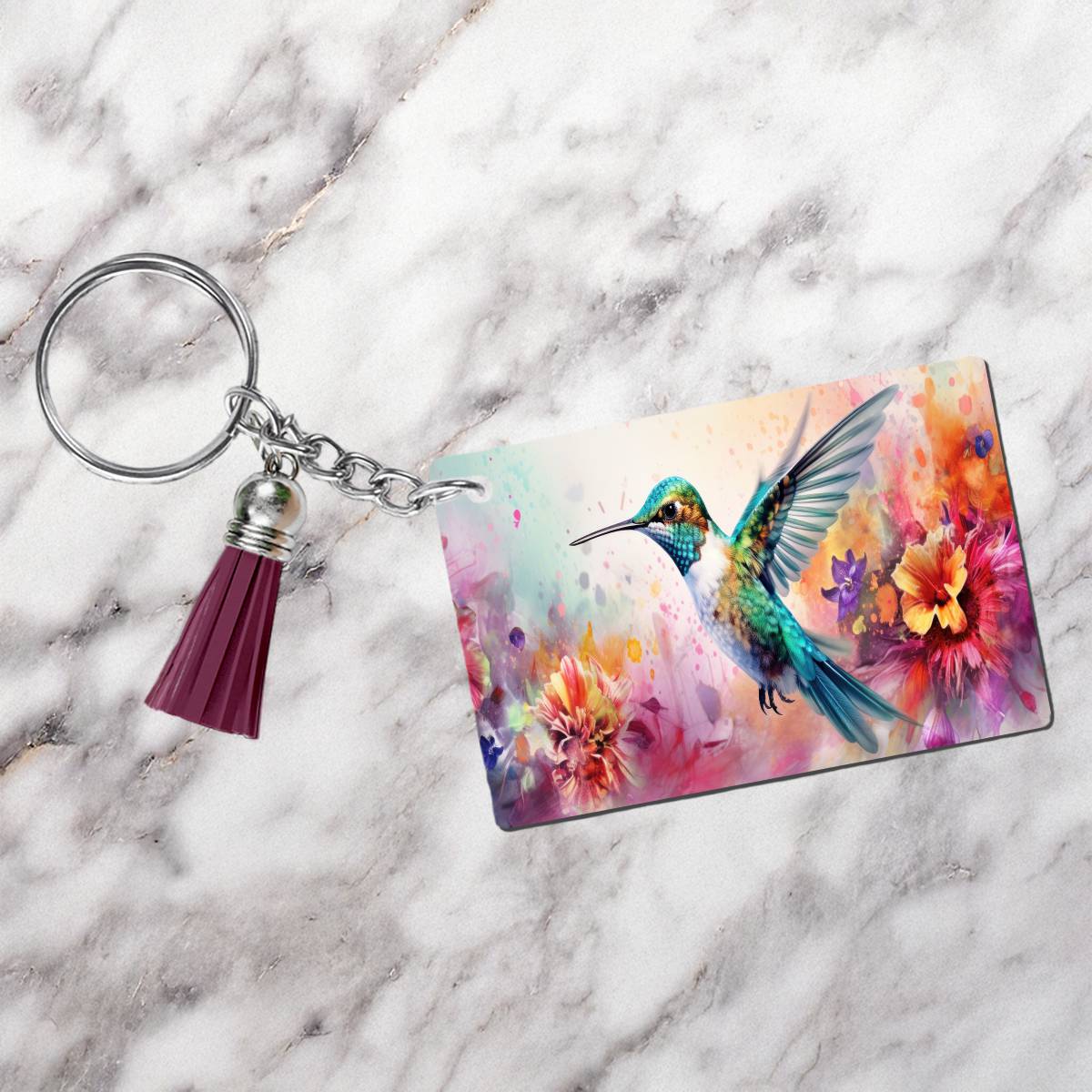 Hummingbird Rectangle Keychain - Kimmie's Creations L.L.C.