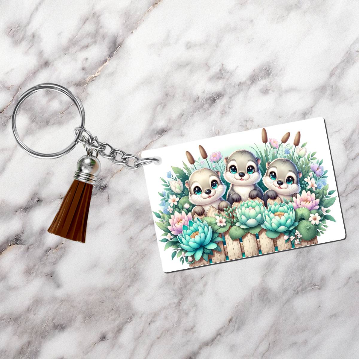 Otters Rectangle Keychain - Kimmie's Creations L.L.C.