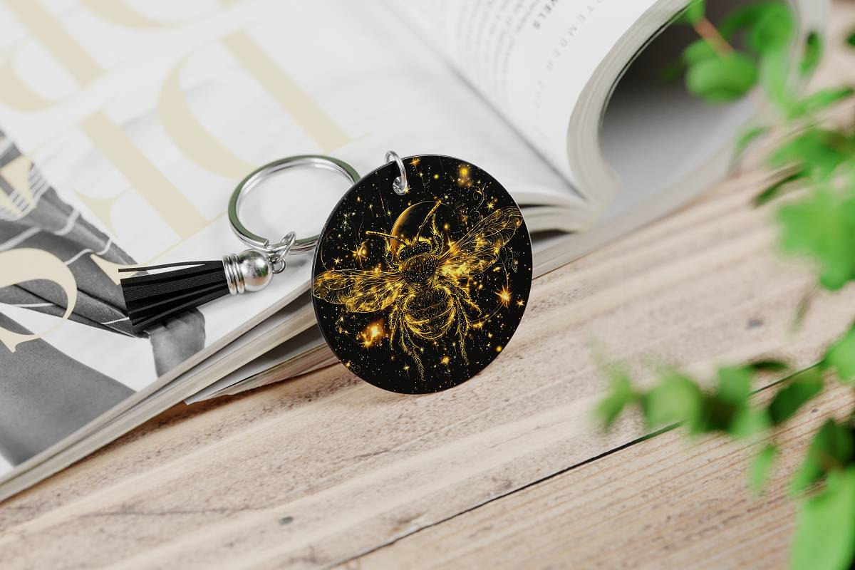 Starlit Bee Round Keychain - Kimmie's Creations L.L.C.