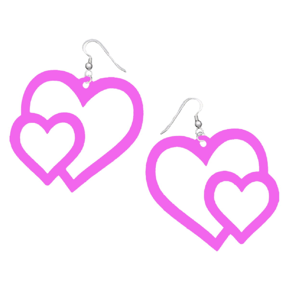 Double Heart Red Romance Earring Set