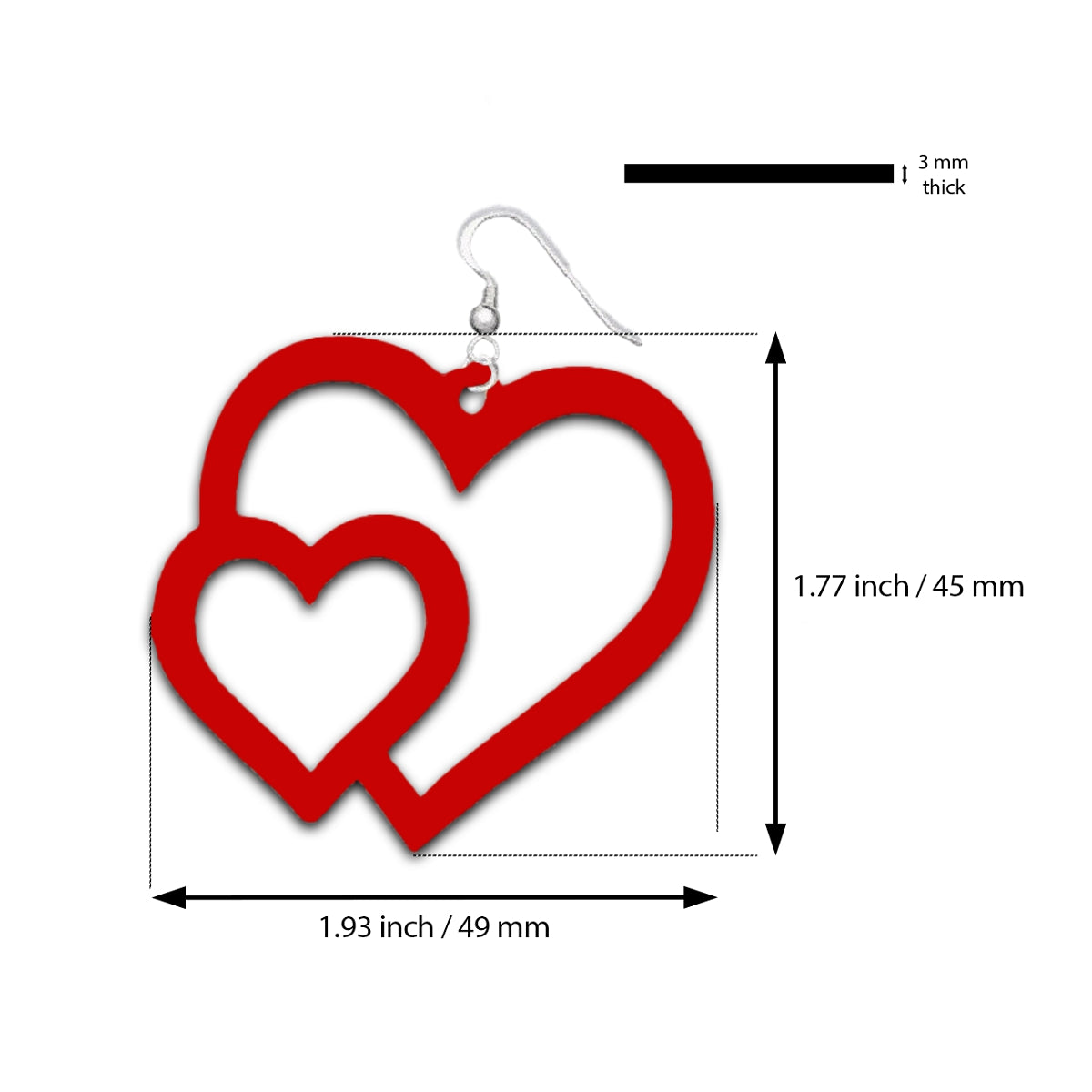 Double Heart Red Romance Earring Set