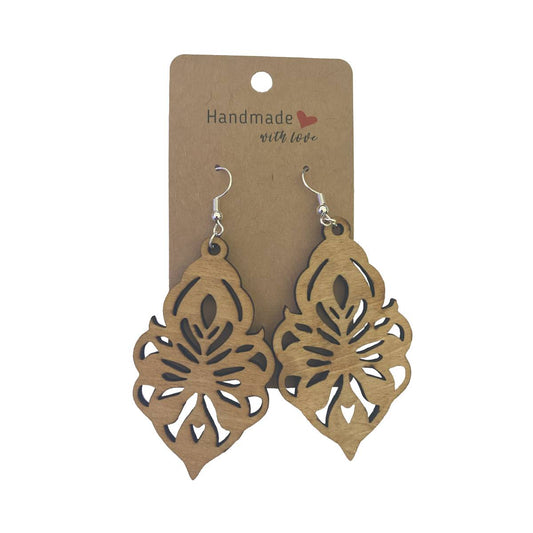 Geometric Wooden Earring Design - Basswood / Natural Oak - jewelry