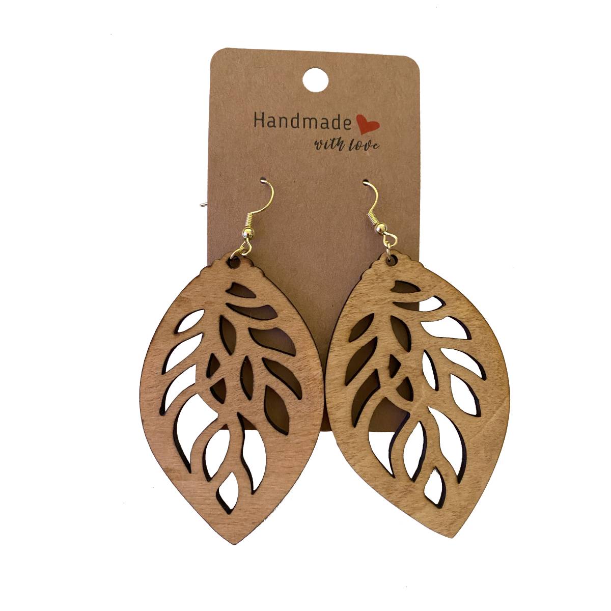 Geometric Wooden Earring Design - Natural Oak - jewelry