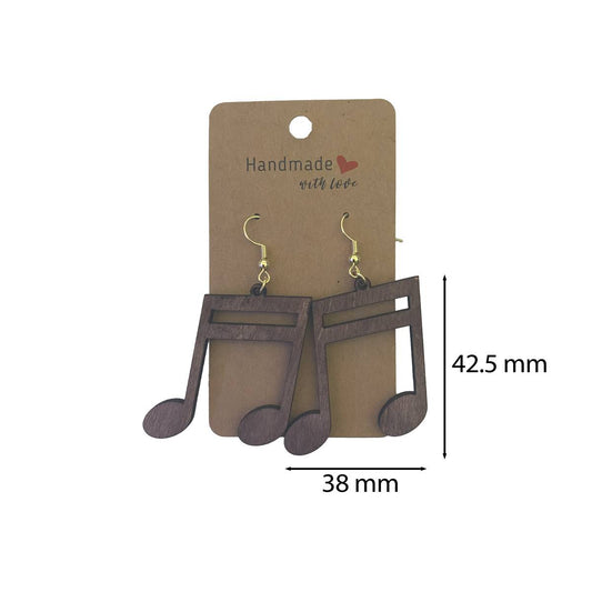 Musical Notes a Keyboard and Staff Lines in Heart Wooden Earrings - jewelry