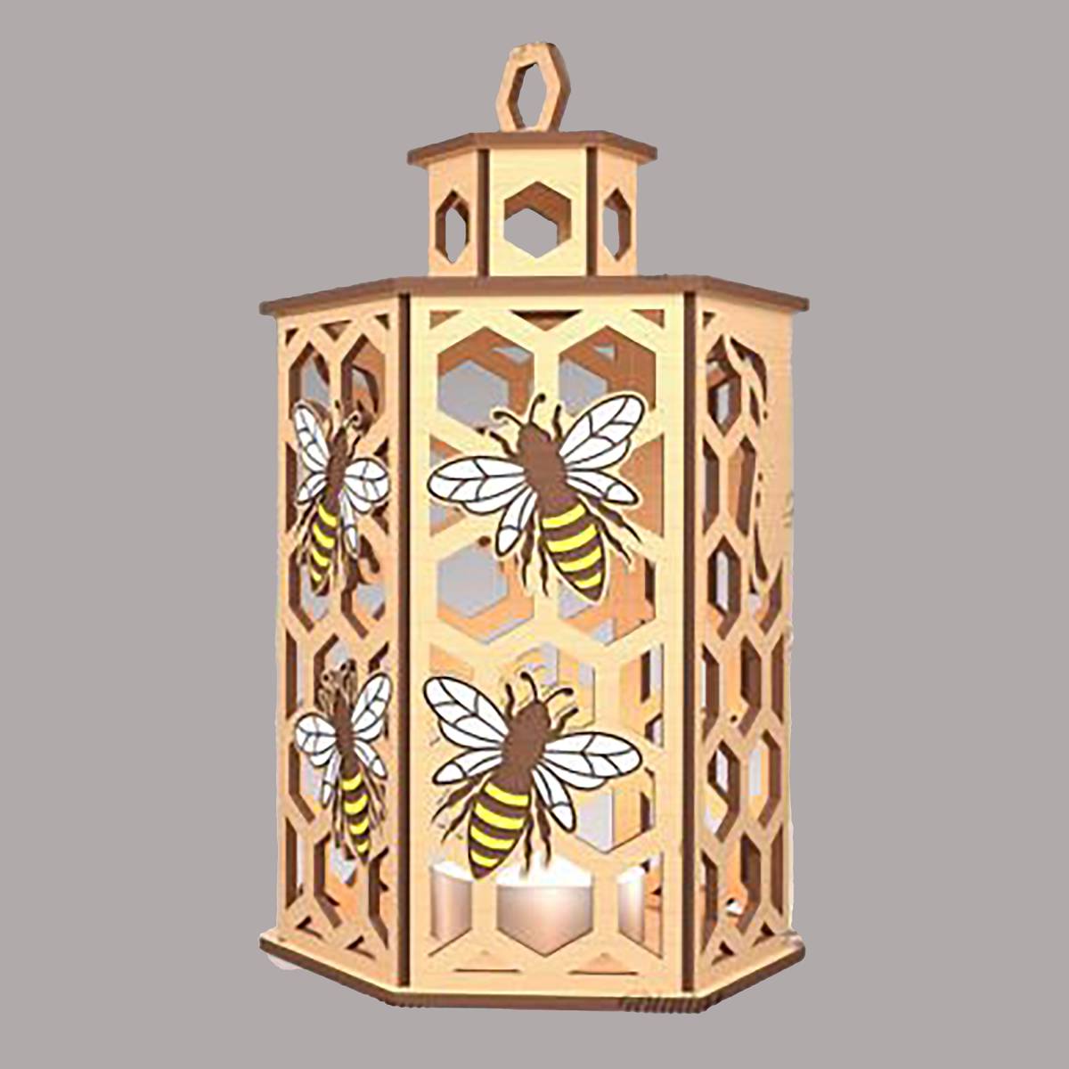 Bee Lantern Cupola Design with a flameless candle and 10 design choices - Kimmie's Creations L.L.C.