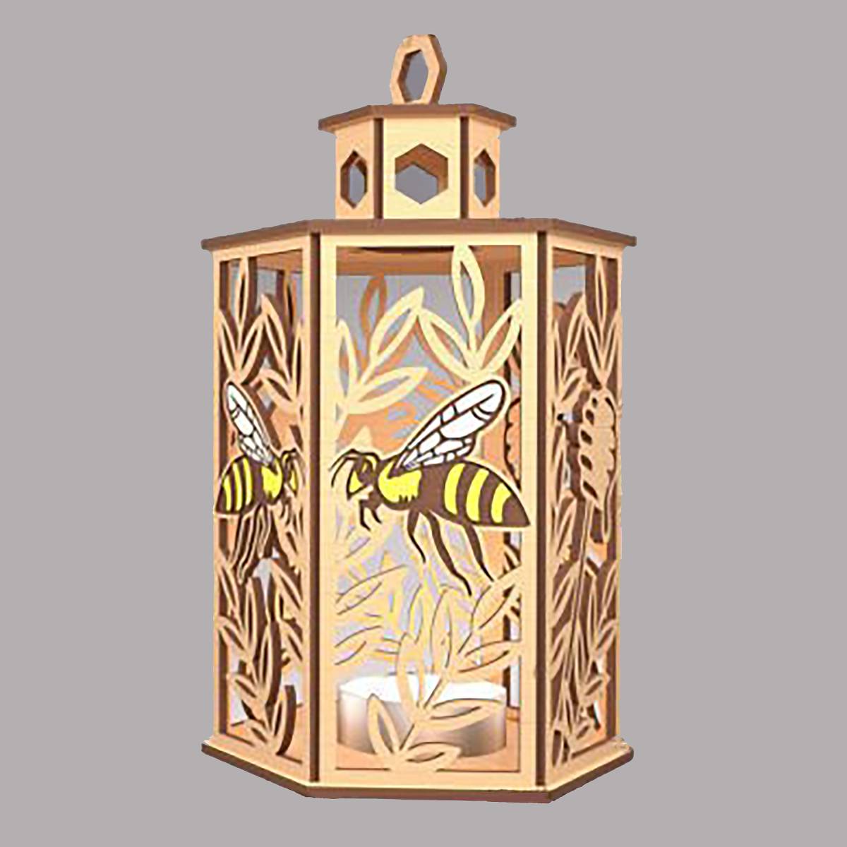 Bee Lantern Cupola Design with a flameless candle and 10 design choices - Kimmie's Creations L.L.C.