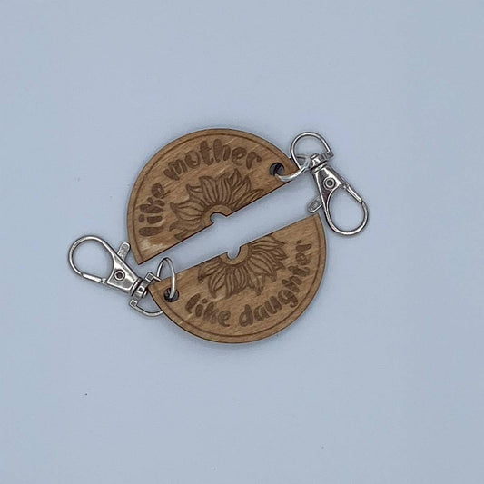 Engraved Mother’s Day Keychains Paired Sets - Like Mother Daughter Flower - keychain