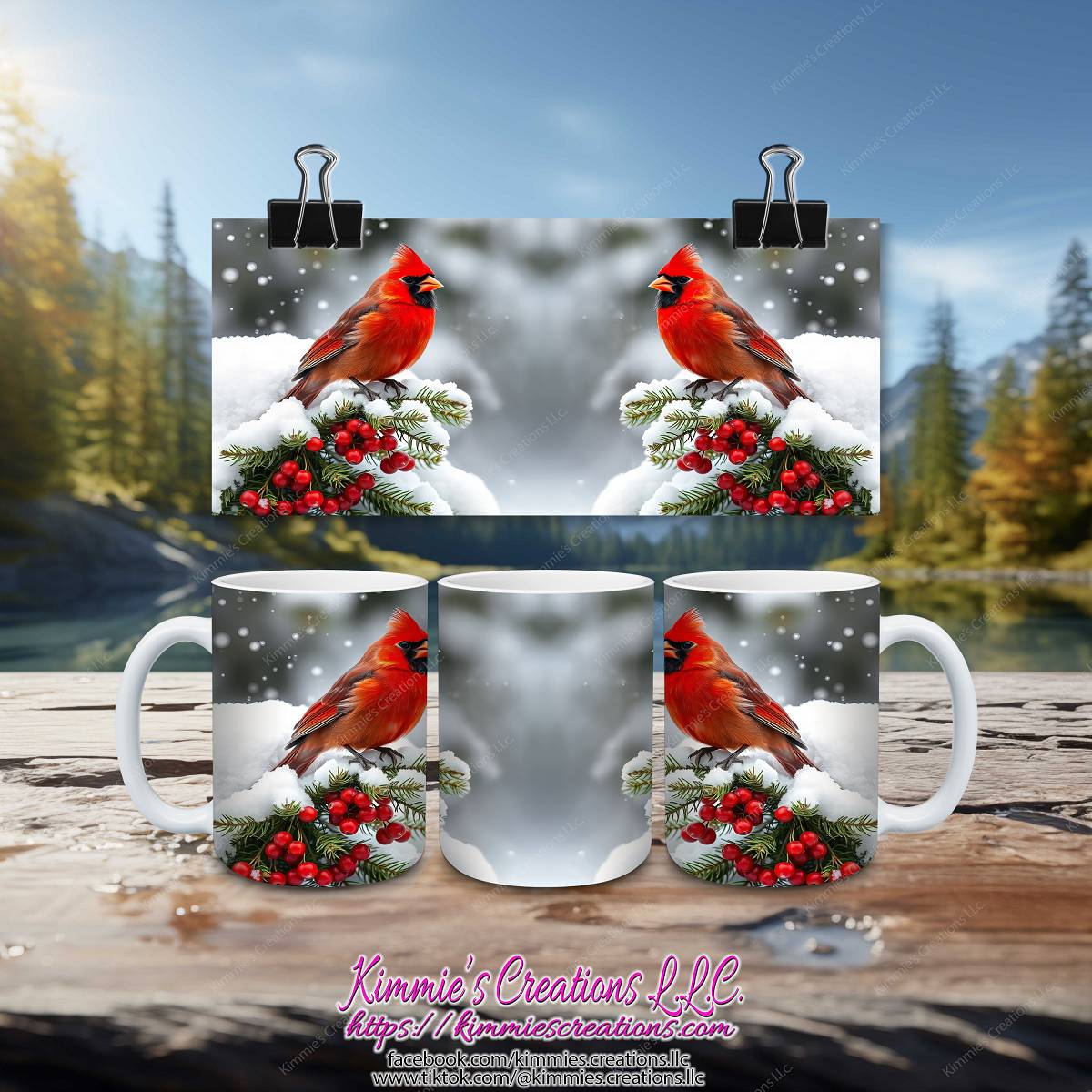 Cardinal on a Snowy Branch Mug - Kimmie's Creations L.L.C.