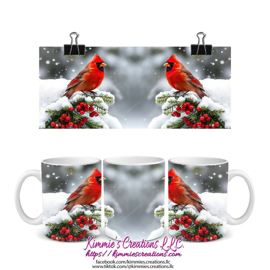 Cardinal on a Snowy Branch Mug - mug