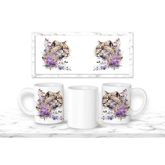 Snow Leopard in Astounding Watercolor Mug - mug