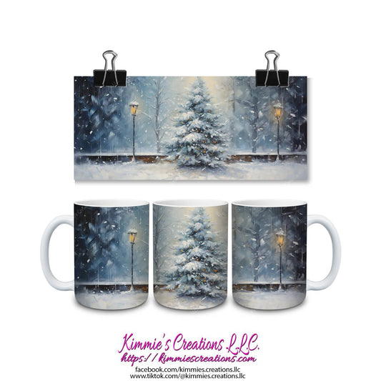 Vibrant Christmas Tree Design on a Mug - mug