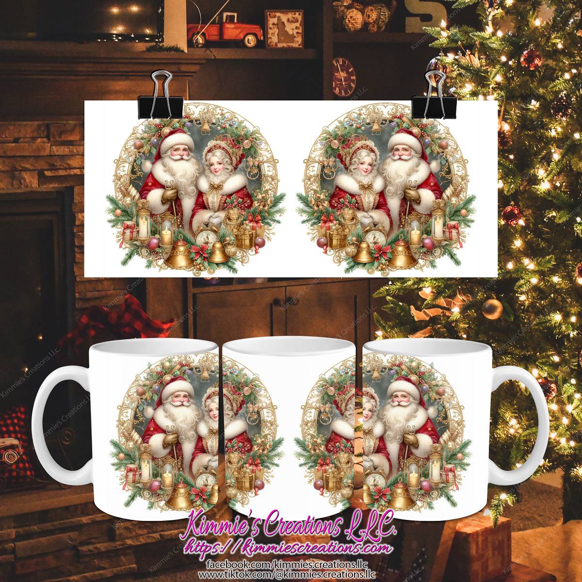 Vintage Mr & Mrs Claus Mug design - Kimmie's Creations L.L.C.
