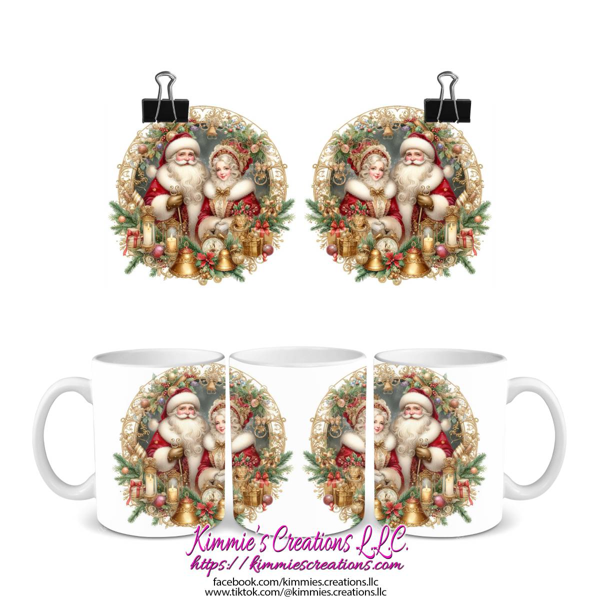 Vintage Mr & Mrs Claus Mug design - Kimmie's Creations L.L.C.