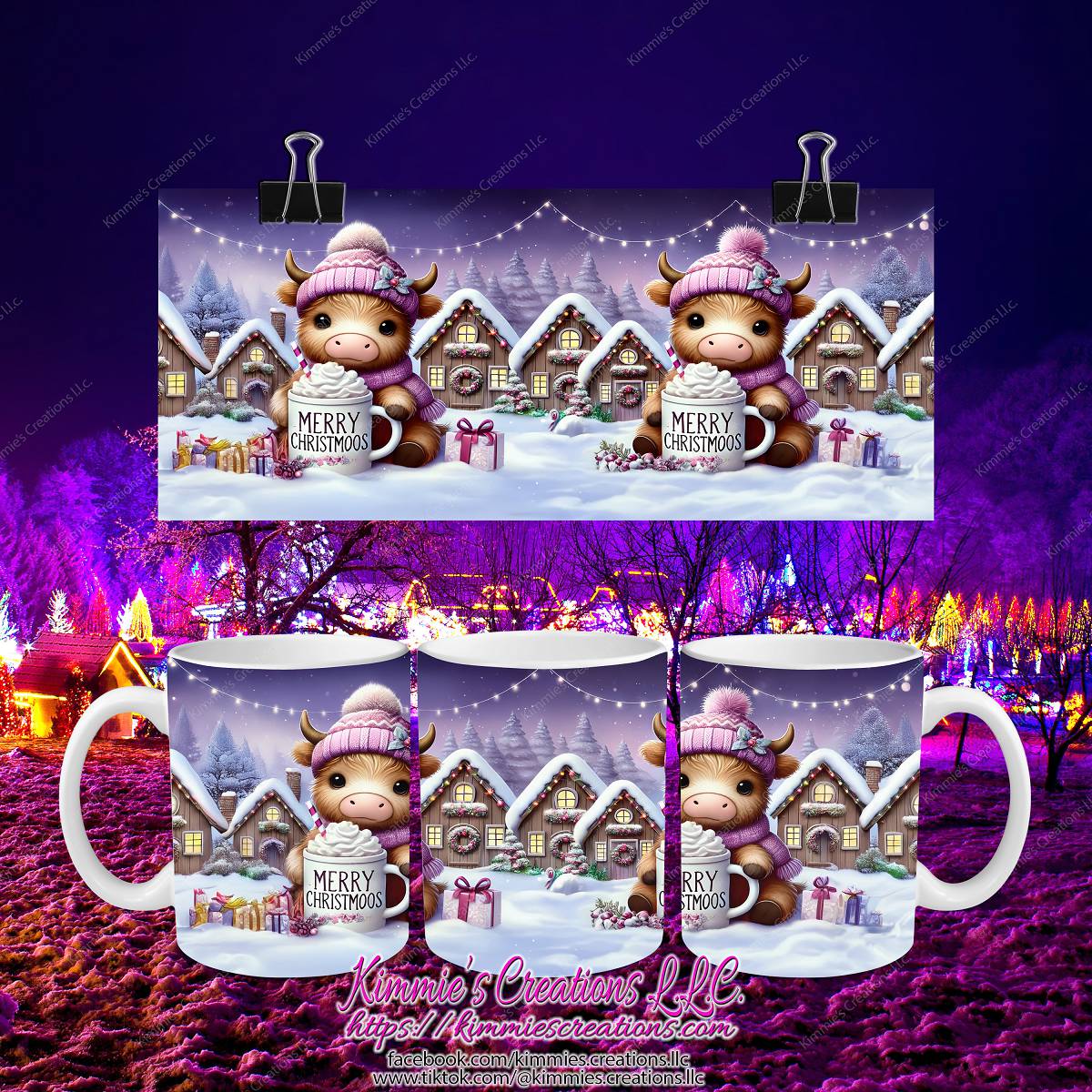 Merry Christmoos Highland Cow Mug - Kimmie's Creations L.L.C.