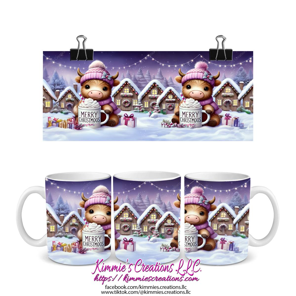 Merry Christmoos Highland Cow Mug - Kimmie's Creations L.L.C.