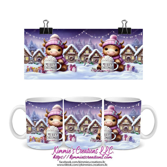 Merry Christmoos Highland Cow Mug - mug
