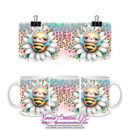 Bee Happy Ceramic Mug - mug
