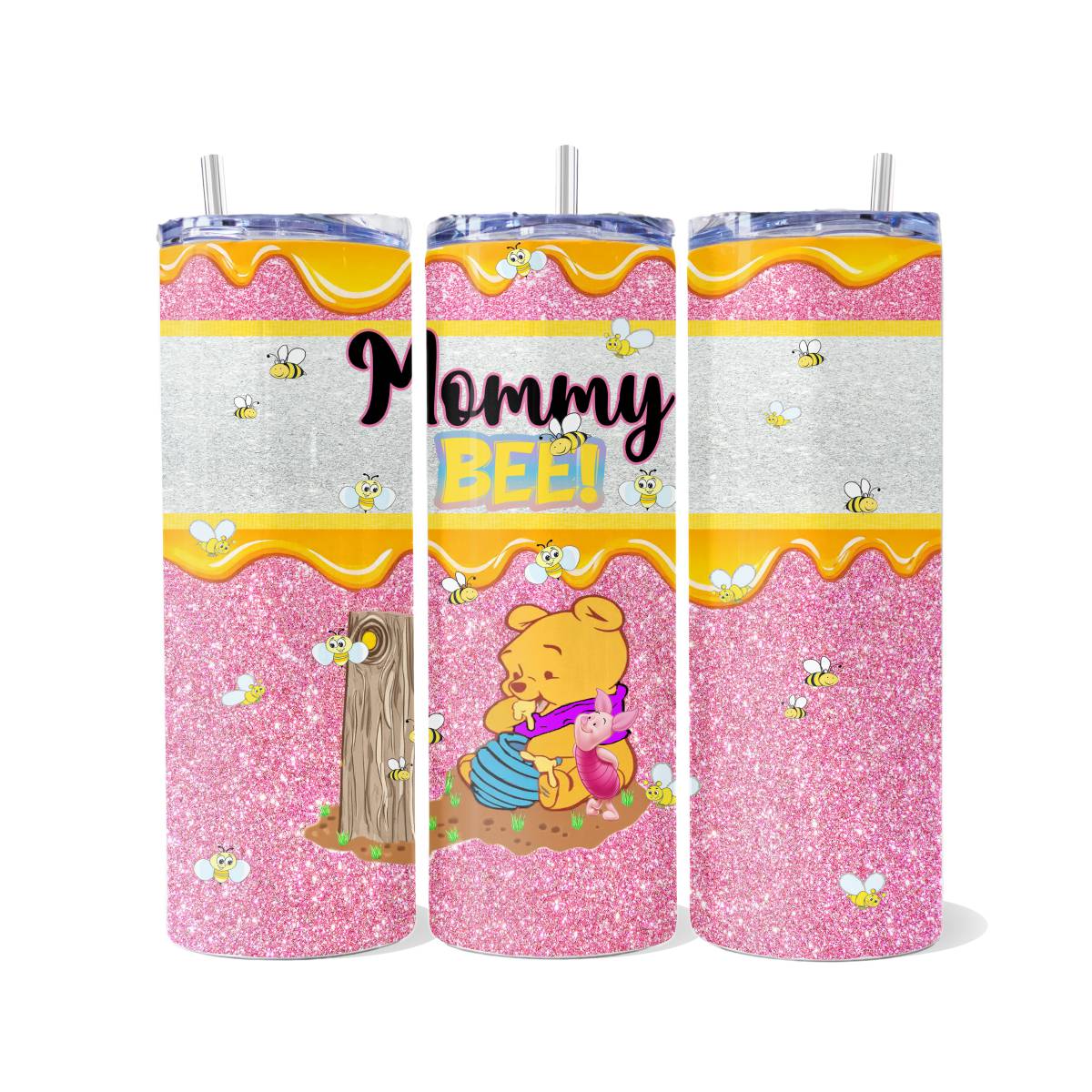 Mommy Bee with Pooh Bear & Piglet 20oz Skinny Tumbler