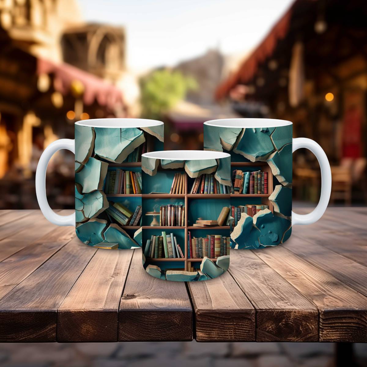 Library Books and Bookshelves Mugs - mug